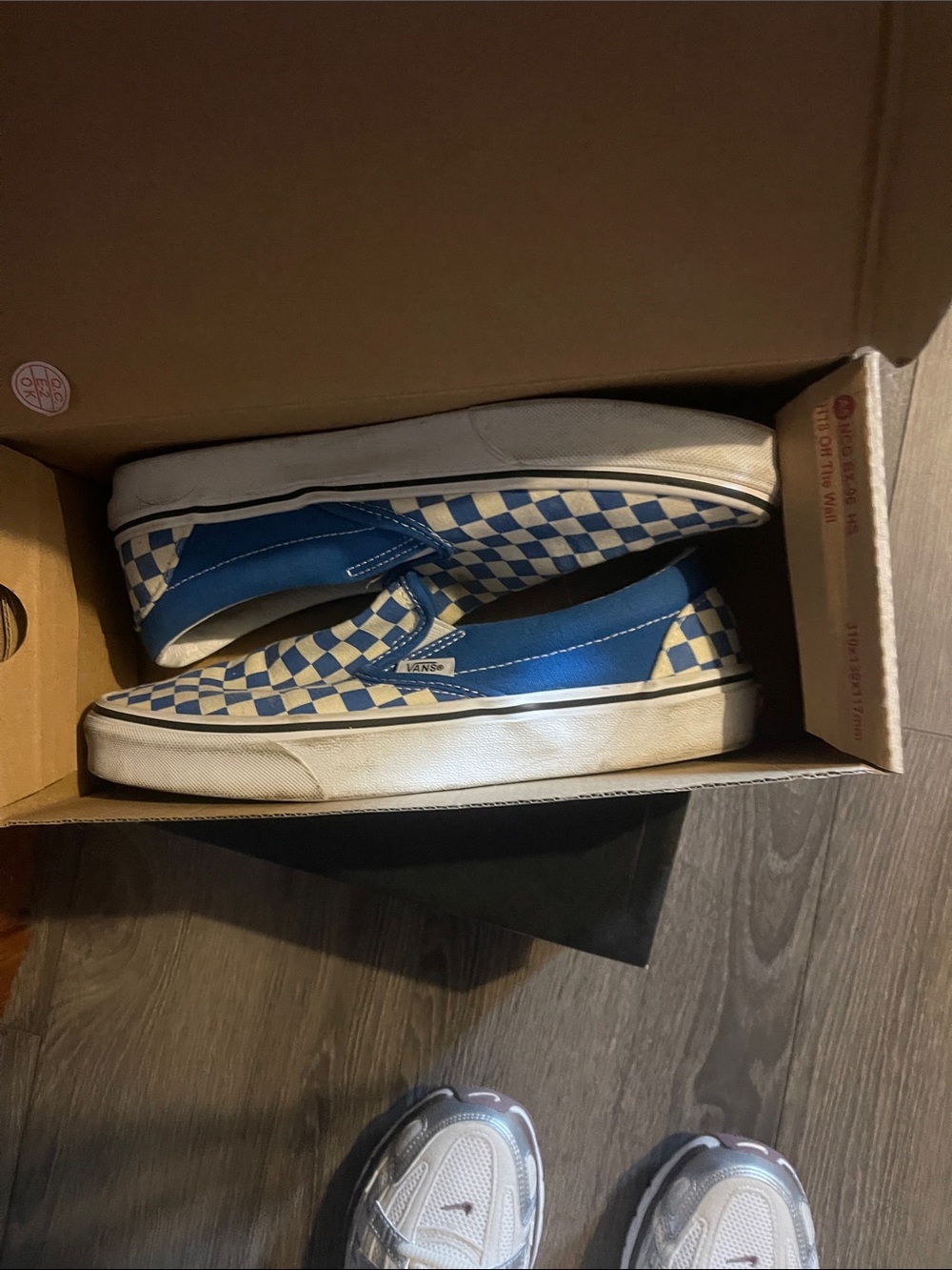 Vans Blue & Cream Checkerboard Slip-On Shoes